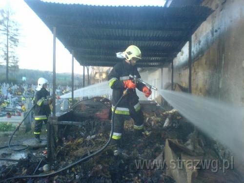 Po¿ar kontenera na ¶mieci.